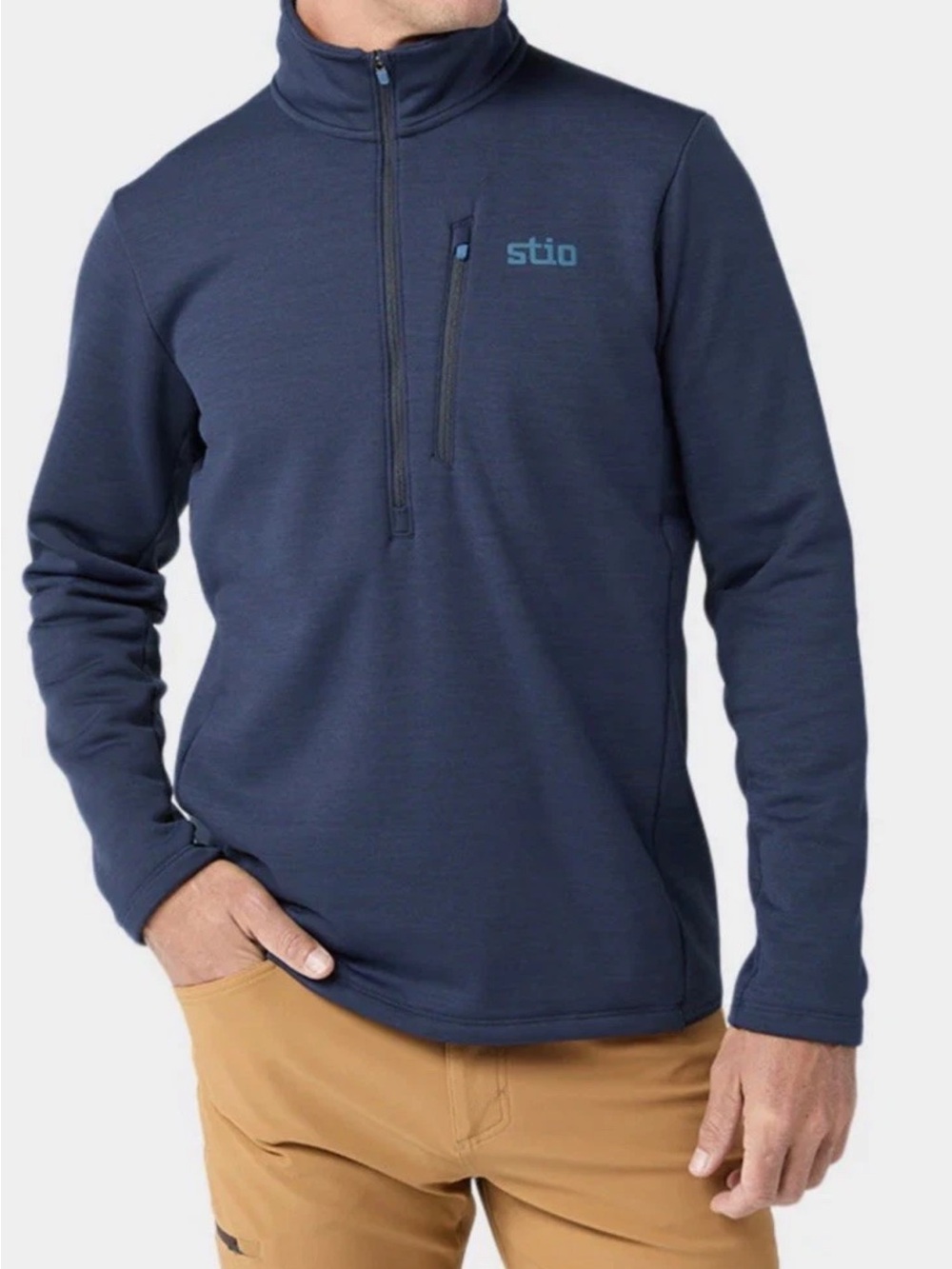 NWT STIO Men's Glide Power Stretch Half Zip Size Medium Navy Blue Top $149